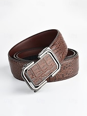 preiswerte Hochzeit ACC-Herren-Gürtel aus echtem Leder mit Krokodilmuster, schwarz &amp; braun, elegantes Accessoire für formelle und legere Anlässe wie Hochzeiten, Partys und den täglichen Geschäftsalltag