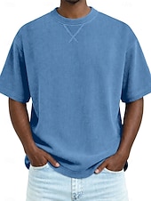 abordables Camisetas de pana-Hombre Camiseta Camisa de Pana Camiseta superior Manga Corta Cuello Barco Verano Primavera Todas las Temporadas Color sólido A Rayas Tira de pozo Básico Retro Antiguo Casual Suave Pana Vacaciones