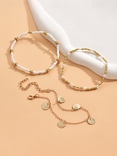 お買い得  レディースブレスレット-女性用ボヘミアンスタイル合金アンクレットセット、マルチカラー、シェルチャーム、普段使い、休暇、旅行に最適