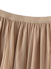 cheap Party Skirts-Women's Vacation Skirt Elegant Fashion Cute Casual Maxi Mid Rise Skirts Plain Elastic Waist Layered Mesh Micro-elastic Daily Vacation Apricot Black Pink Wine Summer