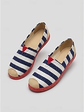 economico Scarpe da donna-Scarpe basse patriottiche da donna USA 250 - comode scarpe in maglia a righe blu e bianche con dettaglio a stella per il giorno dell'indipendenza americana e le parate. &amp;abbigliamento per le vacanze