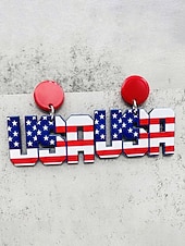 cheap Accessories-Women's Acrylic Patriotic Dangle Earrings, Multi-Style Sunflower, Star and Heart American Flag Earrings for USA 250th Anniversary, Independence Day, Casual Wear, Travel and Vacation Styling