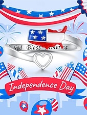  Damesring van legering met patriottisch open ontwerp, verstelbare vingerring met hartvormige afbeelding van de Amerikaanse kaart, perfect voor de viering van 250 jaar Amerika, Onafhankelijkheidsdag en dagelijks gebruik.