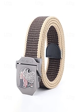 זול אביזרים-חגורת פוליאסטר מתכווננת לגברים עם אבזם דגל אמריקאי, חגורת מותן פטריוטית רב-צבעונית לאירועי יום השנה ה-250 לארה"ב, יום העצמאות, טיולים, חופשות ולבוש ספורטיבי קז'ואל