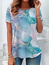  Dames T-shirt Afdrukken Grafisch Verloop Elegant Vintage Stijlvol Korte mouw Lange mouw Strakke ronde hals Normale tops Dagelijks Wit Geel Lichtgroen Blozend Roze Donkergroen Zomer Lente