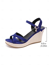 economico Sandali con zeppa-sandali con zeppa espadrillas neri da donna - eleganti tacchi a spillo con cinturino incrociato e fibbia alla caviglia &amp;fascino per vacanze in crociera, cene formali sul ponte &amp;abbigliamento da resort