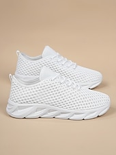 economico Sneakers da donna-scarpe da corsa da donna in rete traspirante bianca, scarpe da passeggio leggere con lacci per jogging, viaggi, palestra &amp;comfort quotidiano