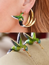 halpa Naisten korvakoru-naisten kolibri-korvakorut, metalliseosmateriaali, boho-tyyli, värikäs emalikuvio, kevyet ja ainutlaatuiset, täydelliset lomalle, matkoille ja rentoon arkikäyttöön