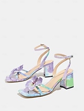 cheap Women-Women's Romantic Purple Floral High Heels - Elegant 3D Flower Strappy Sandals with Stiletto Heel for Luxury Cruise Vacations, Yacht Parties &amp; Summer Evening Galas