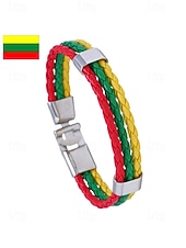 economico Accessori-Bracciale da uomo intrecciato in similpelle, disponibile in diversi colori, ispirato alla bandiera americana, ideale per partite di calcio, tifosi, tifosi di football, per lo spirito di squadra e per un look casual da giorno di partita.