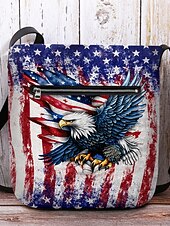  Dameveske i polyester med justerbar stropp, dristig ørn- og amerikansk flaggtrykk, perfekt for USAs 250-årsjubileum, uavhengighetsdagen og hverdagsbruk