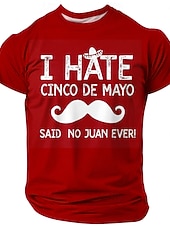  Cinco de Mayo Herren-T-Shirt „Ich hasse Cinco de Mayo“, sagte niemand, Juan jemals – witziges Wortspiel, Schnurrbart-Grafik, Kurzarm, Rundhalsausschnitt, lässiges Oberteil, Fiesta-Designer-Kleidung,