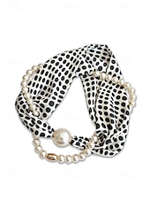 preiswerte Urlaubszubehör-Magnetische Schal-Halskette aus Polyester und Kunstperlen für Damen, modisches, mehrfarbiges Design, geeignet für Alltag, Reisen und Urlaub