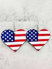 cheap Accessories-Women's Acrylic Patriotic Dangle Earrings, Multi-Style Sunflower, Star and Heart American Flag Earrings for USA 250th Anniversary, Independence Day, Casual Wear, Travel and Vacation Styling