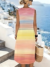 economico Abiti a Strisce e Geometrici-Per donna Abito Midi Abito a Tubino Vestito Estivo Abito a trapezio Vacanza Casual Boho Spiaggia Uscire Vestibilità comoda Grafico Geometrico Senza Maniche Girocollo Nero Rosa Verde Grigio chiaro