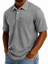 halpa Miesten klassinen poolopaita-SoftFade™ Miesten Polo-Paidat 100% Puuvillaa Happopesu Paita Rentoa Lomaa Kauluskaveri Lyhythihainen Muoti Perus Yksinkertainen Vintage Haalistunut Kesä Kevät Normaalimallinen Musta Vaaleanvihreä
