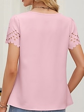 Χαμηλού Κόστους Απλή μπλούζα-Γυναικεία Μπλουζάκι Μπλουζάκι μπλουζάκι Μικρή Οπή Σκέτο Μοντέρνα Στυλάτο Κλασσικό Κοντομάνικο Στρογγυλή Ψηλή Λαιμόκοψη Κανονικά μπλουζάκια Καθημερινά Εξόδου Σαββατοκύριακο