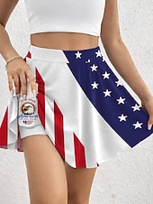 economico Pantaloni Giorno dell’Indipendenza-Per donna Gonna da vacanza Gonna da tennis Elegante Moda Hawaiano Abbigliamento da Spiaggia Mini Vita Alta Gonne Grafico Geometrico Stampato Alta elasticità Quotidiano Spiaggia Blu Ametista Verde