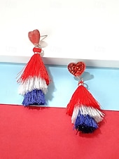  Женские серьги с полиэстеровыми кисточками, в разных стилях, в цветах американского флага (красный, белый и синий), патриотические украшения, идеально подходят для 250-летия США, Дня независимости и повседневной носки.