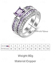abordables Boda ACC-Juego de anillos para mujer, cobre con circonitas cúbicas, multicolor, elegantes anillos a juego para bodas, fiestas y eventos formales, joyería nupcial o de noche perfecta.