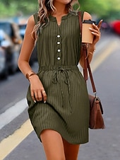 voordelige Strepen- en geometrische jurk-Dames Mini-jurk Casual jurk Vestjurk Elegant Modieus Modern Buiten Vakantie Uitgaan Normale pasvorm Gestreept Mouwloos V-hals Groen Zomer Lente
