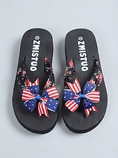  Tongs pour femmes, édition spéciale 250e anniversaire des États-Unis – sandales de plage patriotiques à imprimé floral et nœud drapeau américain, idéales pour le 4 juillet et les vacances. & été