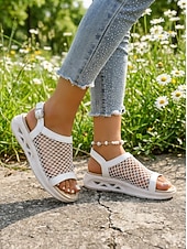economico Sandali Sportivi-sandali sportivi bianchi da donna – sandali estivi comodi in rete traspirante, adatti per passeggiate all'aperto, casual, giardino &amp;scarpe da viaggio