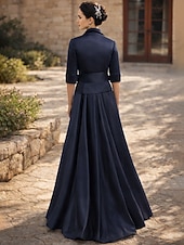 levne Máminy kalhotové kostýmy-Dvoudílné Kalhoty Po kotníky Šaty pro matku nevěsty Poloviční rukáv Košilový límec Elegantní Formální Svatební host Satén s Mašle