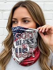  Naisten polyesteristä valmistettu USA-aiheinen hattu, monitoiminen kaulahuivi, "Jumala siunatkoon USA:ta" -design, ihanteellinen 250-vuotisjuhlaan, itsenäisyyspäivään ja jokapäiväiseen käyttöön.