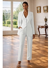 economico Completi da Donna-Per donna Abiti da 3 pezzi Formale Ospite di nozze Crepe Elasticizzato Elegante Vintage Semplice Manica Lunga Lunghezza al pavimento Risvolto a punta