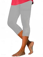 abordables Leggings unis-Femmes Slim Chinos Leggings Vacances Classique Occasionnel Longueur mollet Taille moyenne Uni Taille Élastique Confortable Respirant Haute Élasticité Quotidien Extérieur Salle de sport Noir Bleu