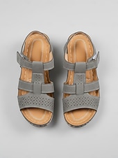 billige Flate sandaler-Røde komfortsandaler for kvinner, pustende sandaler med utskjæring og justerbare stropper for reiser, sommerlig casual &amp;hverdagsbruk