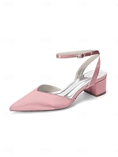 abordables Madre de la Novia/Novio-Zapatos de tacón ancho rosa para mujer con tira trasera y correa en el tobillo, elegantes zapatos para la madre de la novia para bodas en jardines, cómodos zapatos de vestir de tacón bajo para