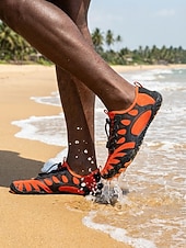 economico Uomini-Scarpe da acqua da uomo arancioni e nere ad asciugatura rapida, leggere, traspiranti e antiscivolo, ideali per attività acquatiche, passeggiate in spiaggia, nuoto, kayak, trekking fluviale e avventure all'aria aperta.