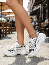 cheap Women's Sneakers-Women's Chic White Platform Sneakers - Comfortable Lace-up Canvas Shoes for Daily Walking, Casual Office Wear &amp; Urban Street Style