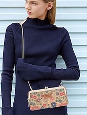 billige Crossbody-vesker-Dameveske med bohemsk mønster og trestruktur i kunstskinn, crossbody-veske med stor kapasitet og flere rom med justerbar stropp for hverdagsbruk, reise og ferie