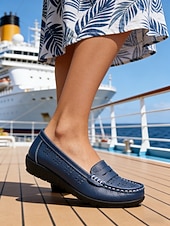 economico Donne-Mocassini da donna in morbida similpelle con design traspirante e traforato, comode e leggere ballerine per donna, per passeggiate casual, lavoro, viaggi &amp;abbigliamento quotidiano