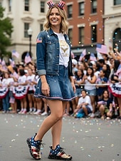  damskor med kakifärgade USA-flaggor – lätta, andningsbara snörskor, patriotiska stjärnor &randig stil för självständighetsdagen, parader, festivaler, utomhuspromenader &vardagskläder