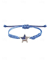 cheap Accessories-Unisex Alloy &amp; Polyester Adjustable USA Flag Bracelet, Multi-Color Patriotic Charm Rope Bracelet for America 250th Anniversary, Independence Day, Casual Wear, Travel and Vacation Styling