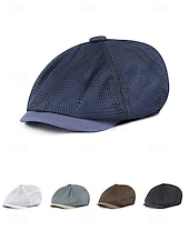 お買い得  メンズ帽子-メンズ用通気性メッシュニュースボーイキャップ、複数色展開、軽量ポリエステルアイビーハット、普段使い、旅行、休暇、夏の屋外スタイリングに最適