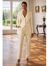 economico Completi da Donna-Per donna Abiti da 3 pezzi Formale Ospite di nozze Crepe Elasticizzato Elegante Vintage Semplice Manica Lunga Lunghezza al pavimento Risvolto a punta