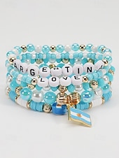 preiswerte Zubehör-Damen-Armbandset in Flaggenfarben, stapelbarer Fächerschmuck aus Legierung in verschiedenen Länderdesigns für Fußballspiele, Teamunterstützung, lässige Alltagskleidung und Spieltagsoutfits.