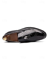 cheap Men-Men's Black and White Tassel Loafers Two-Tone Slip-On Dress Shoes for Weddings, Cocktail Parties, Resort Evenings, Banquets, Prom, Fashion Formal Occasion Wear