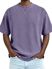 abordables Camisetas de pana-Hombre Camiseta Camisa de Pana Camiseta superior Manga Corta Cuello Barco Verano Primavera Todas las Temporadas Color sólido A Rayas Tira de pozo Básico Retro Antiguo Casual Suave Pana Vacaciones