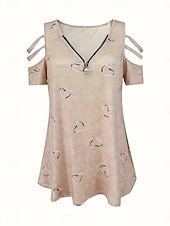 cheap White Casual Dresses-Women's Mini Dress Casual Dress Print Dress Elegant Fashion Modern Outdoor Vacation Going out Loose Fit Heart Short Sleeve V Neck Blue White Purple Green Summer Spring