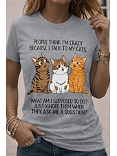  женская футболка смешной юмор цитаты лоскутный принт кошка буква забавный сленг стильная базовая классическая короткий рукав круглый вырез обычный топ повседневный белый светло-зеленый серый весна #