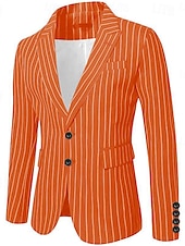economico Blazer Classici da Uomo-Per uomo Laurea Blazer Abbigliamento da cocktail Affari Serata Formale Ricevimento di matrimonio Solo in alto Moda Casual Estate Primavera &amp; Autunno Poliestere A righe Tasca Casual / Quotidiano