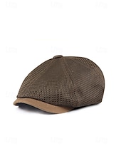 お買い得  メンズ帽子-メンズ用通気性メッシュニュースボーイキャップ、複数色展開、軽量ポリエステルアイビーハット、普段使い、旅行、休暇、夏の屋外スタイリングに最適
