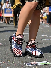  USA 250 Flag löparsneakers för kvinnor – lätta, andningsbara snörskor, patriotiska stjärnor &randig stil för självständighetsdagen, parader, gatufestivaler, utomhuspromenader &vardagskläder