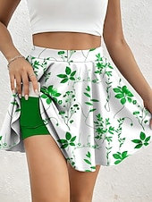 preiswerte Shorts mit Grafik-Damen Urlaubsrock Elegant Mode Hawaiianisch Badeanzugshosen Über dem Knie Hohe Taille Röcke Blumen Grafik Druck Dehnbar Täglich Strand Gelb Rote Blau Grün Sommer